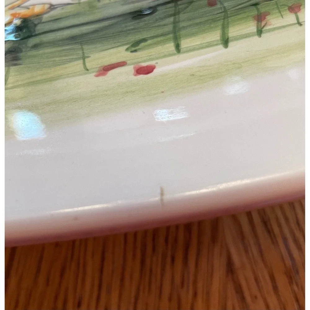 FB Co Italy Hand Painted Turkey Platter Large Oval Thanksgiving Serving Dish